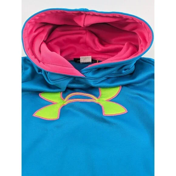 Under Armour Youth Boys Size L Blue Hoodie Loose Pullover Sweatshirt Pockets - Picture 9 of 11